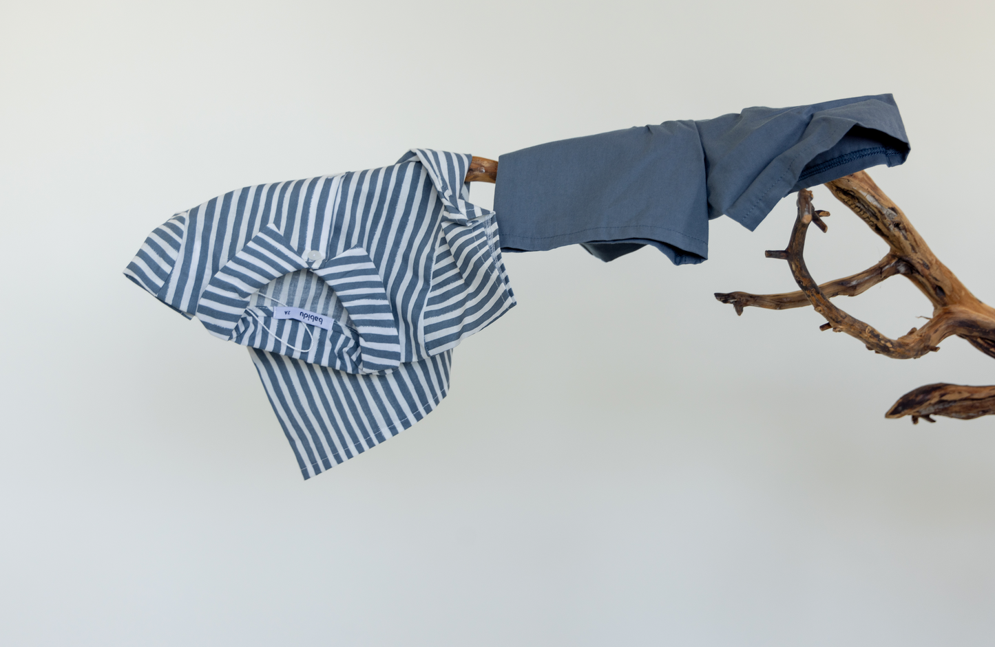 Conjunto Short y Camisa Rayas Marino