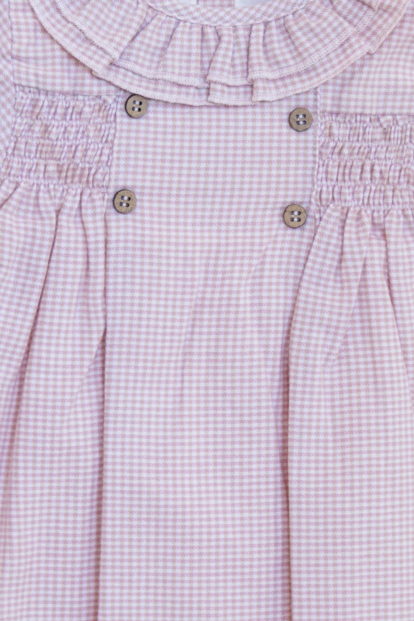 Vestido Cuadros Smock Cuello Olán