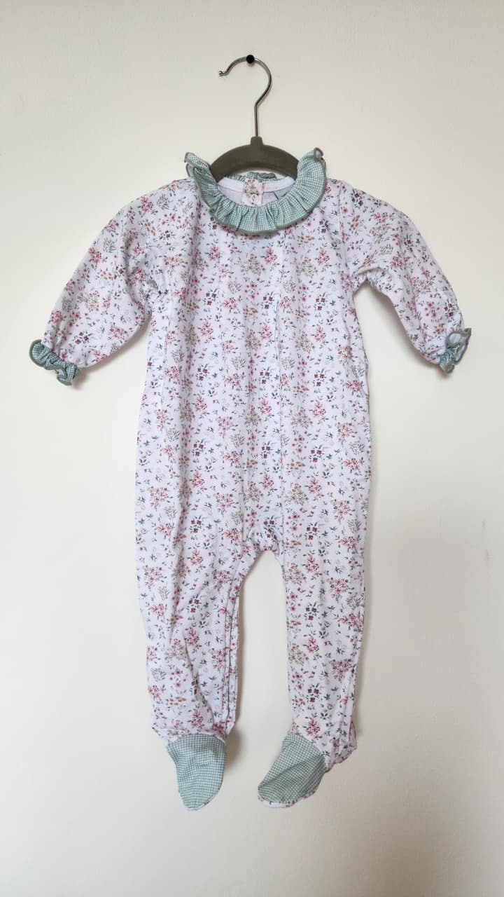 Pijama Pelele Cuadros Verdes y Flores