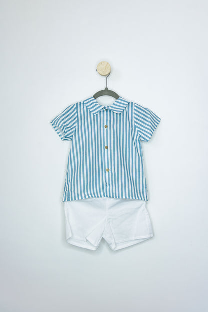Conjunto Short Blanco con Camisa Rayas