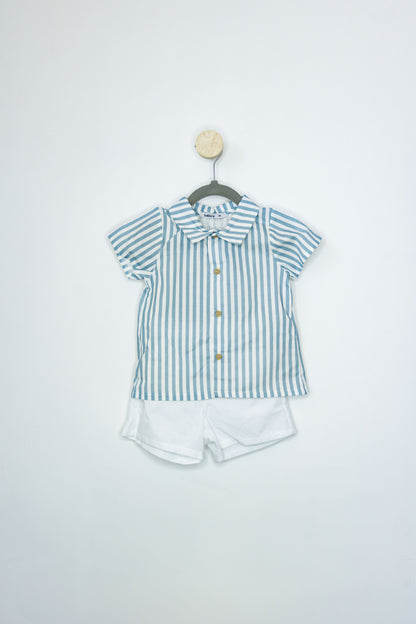 Conjunto Short Blanco con Camisa Rayas