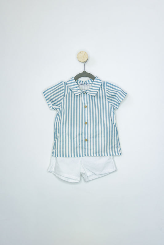 Conjunto Short Blanco con Camisa Rayas