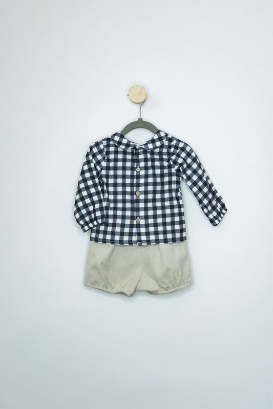 Short Pana Camisa Cuadros Redonda