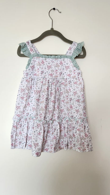 Vestido Flores con Orilla Verde Cuadros