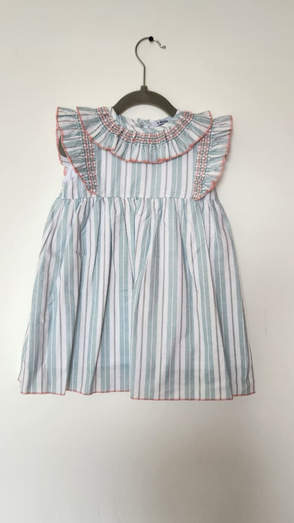 Vestido Rayas Smock en Rosa