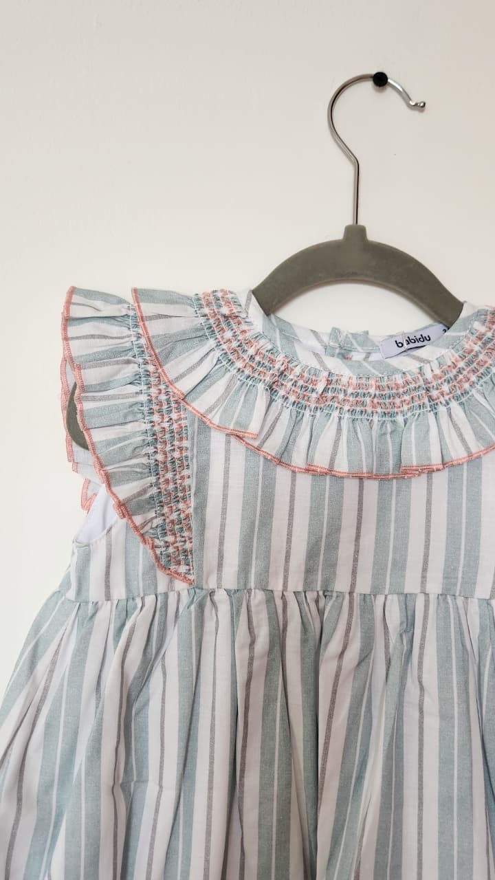Vestido Rayas Smock en Rosa