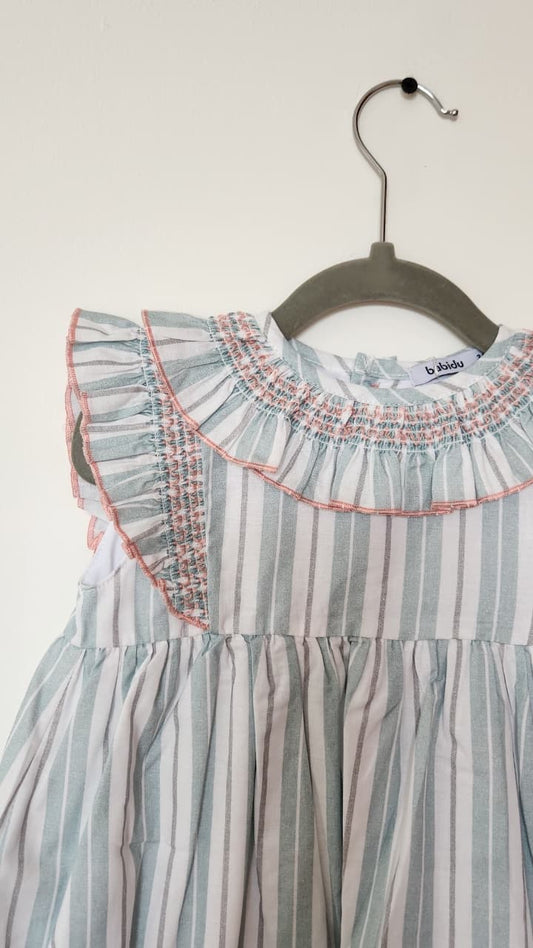 Vestido Rayas Smock en Rosa