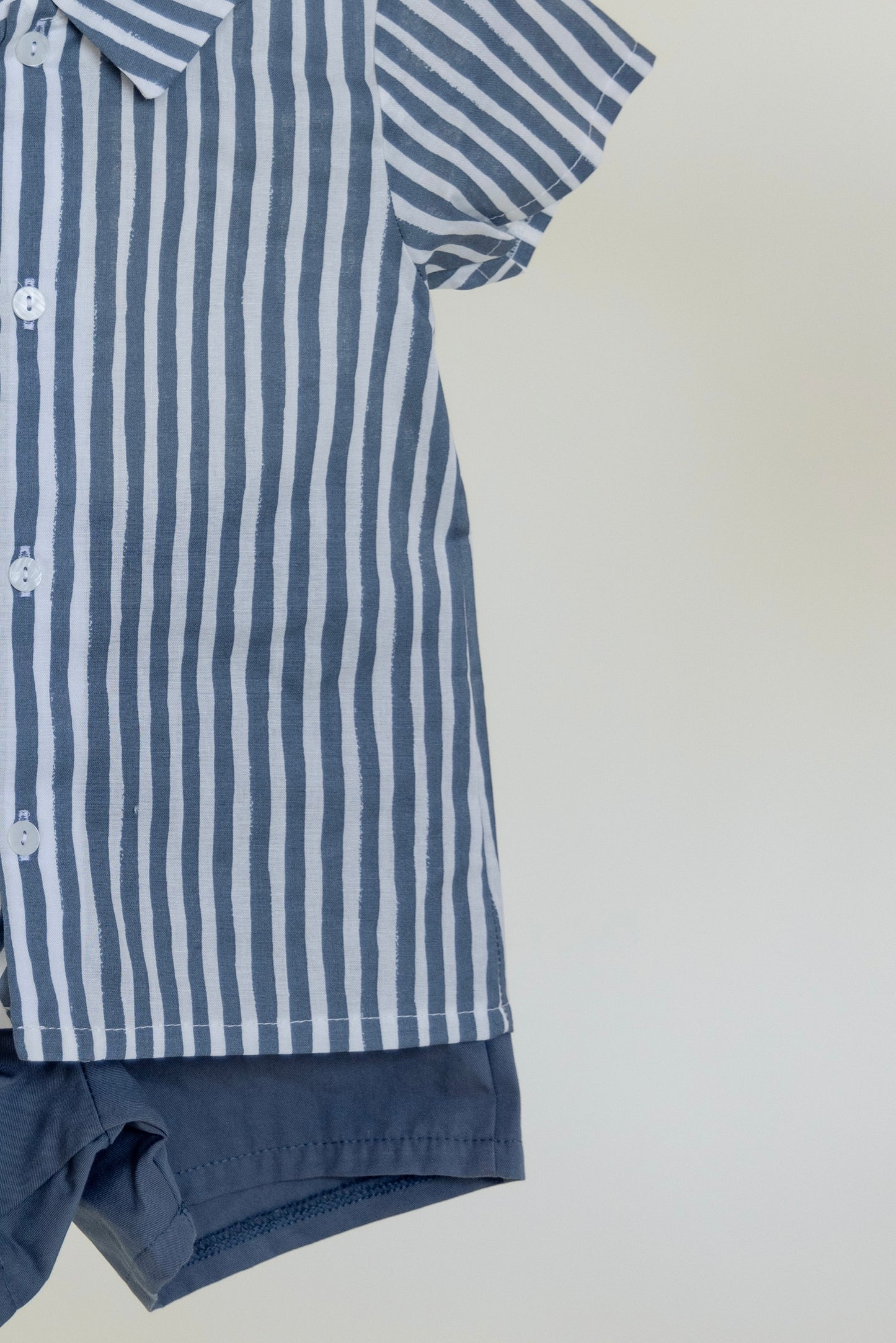 Conjunto Short y Camisa Rayas Marino